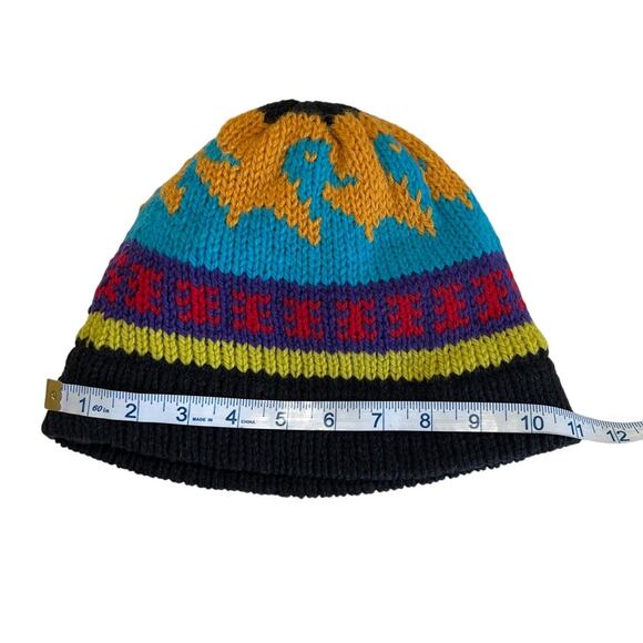 Handcrafted 100% Peruvian Wool Lined Beanie Natural Fiber Colorful Retro Winter - Picture 5 of 6